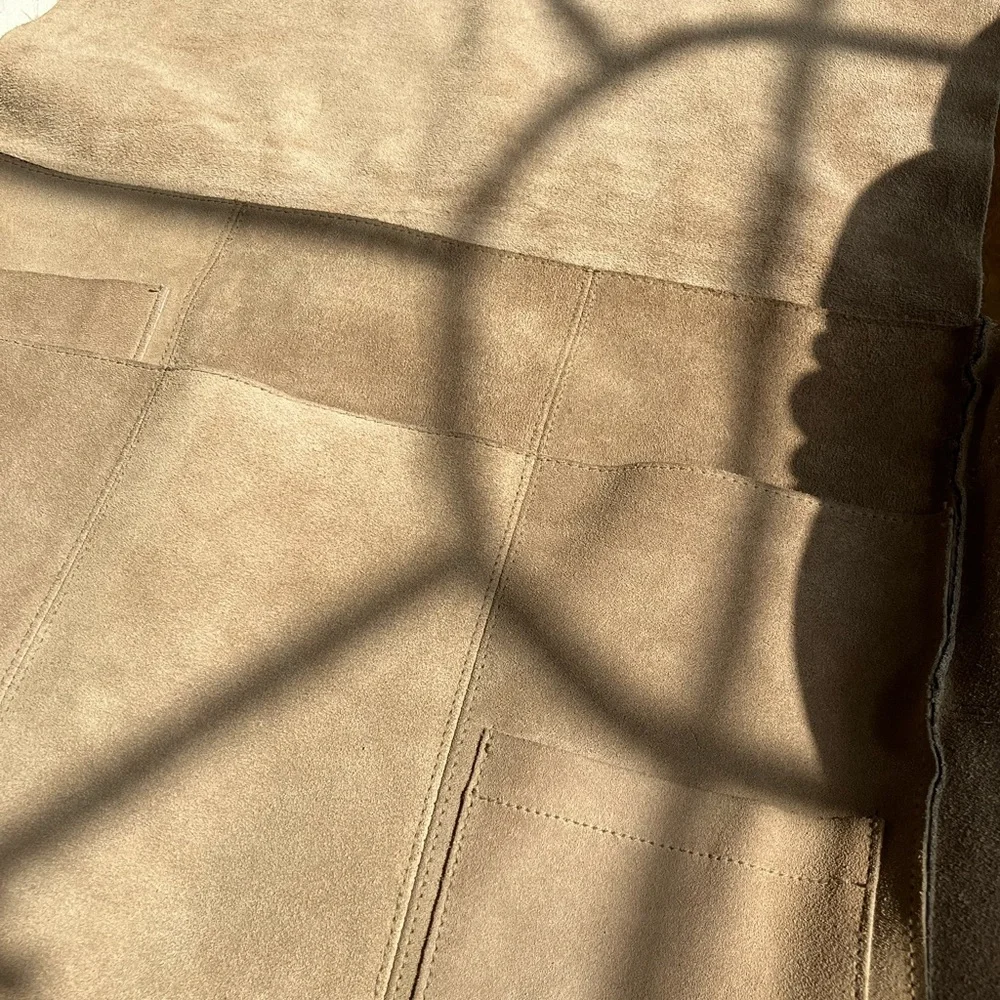 Tan suede laptop bag